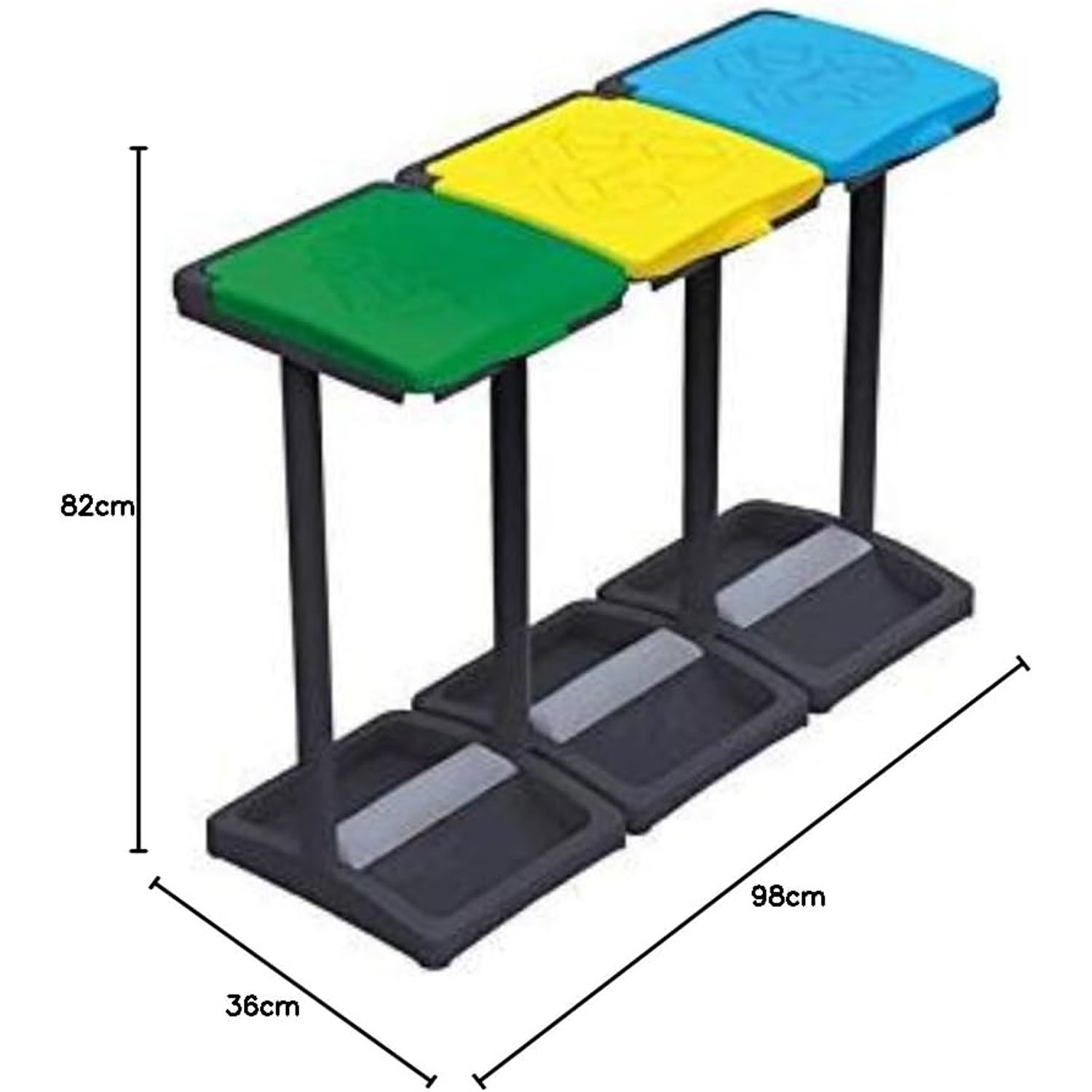 Set 3 pattumiere e bidoni 50L grandi raccolta differenziata foto 6